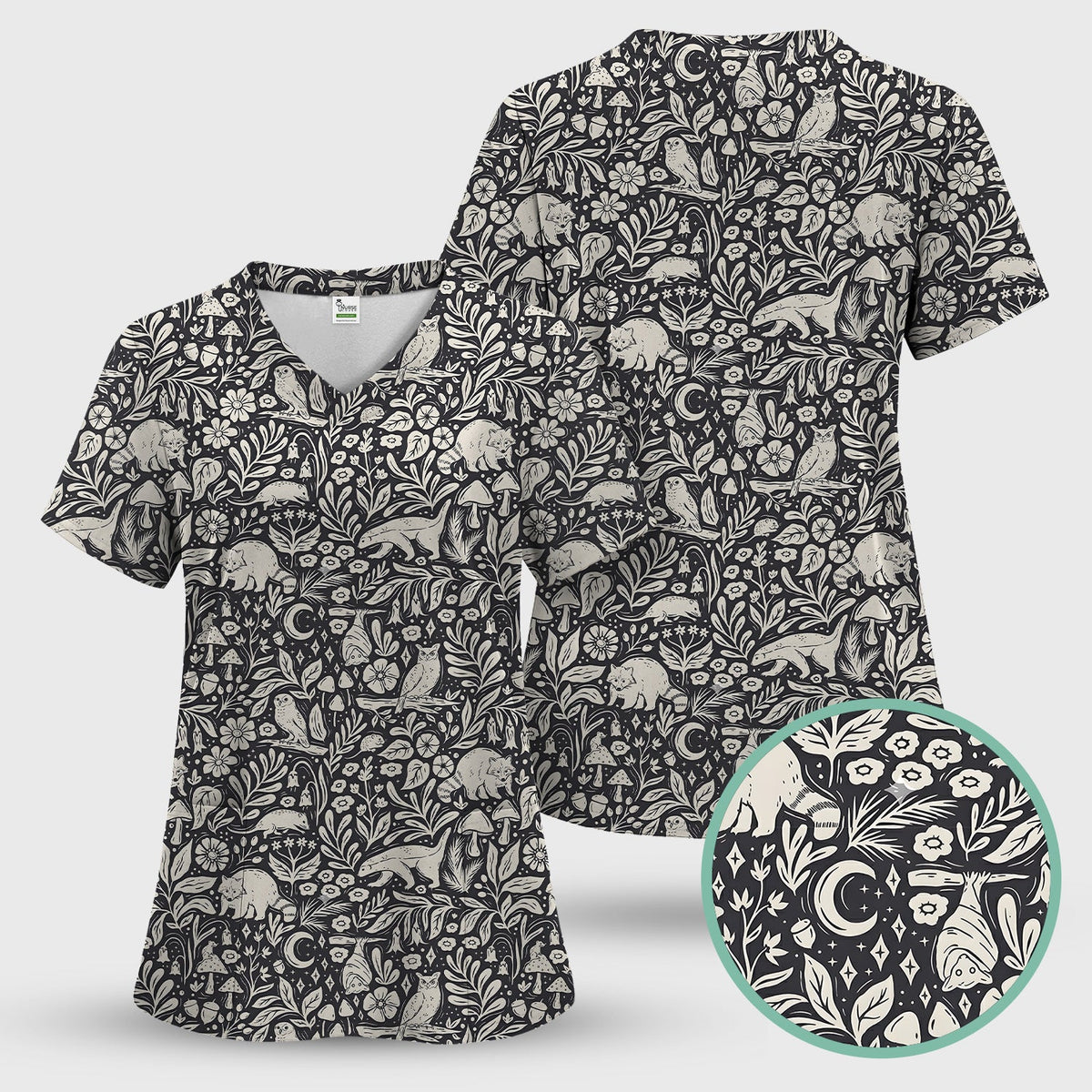 Woodland Animal Forest Nurse Scrub Set