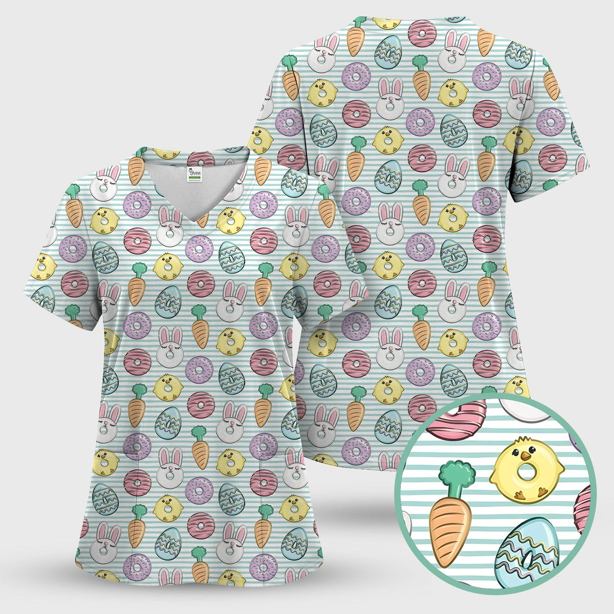 Chick Bunny Nurse Scrub Top - Easter Gift