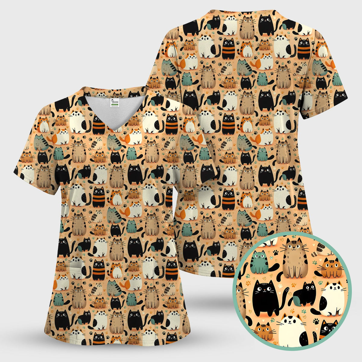 Cat Parade Doodle Nurse Scrub Set