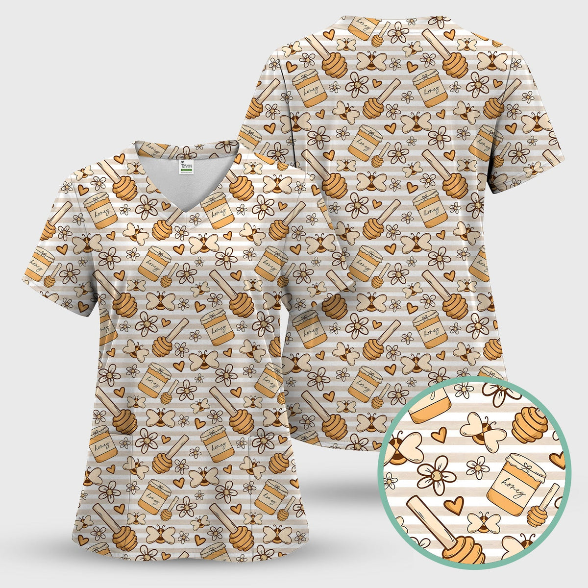 Honey Jar Daisy Nurse Scrub Top