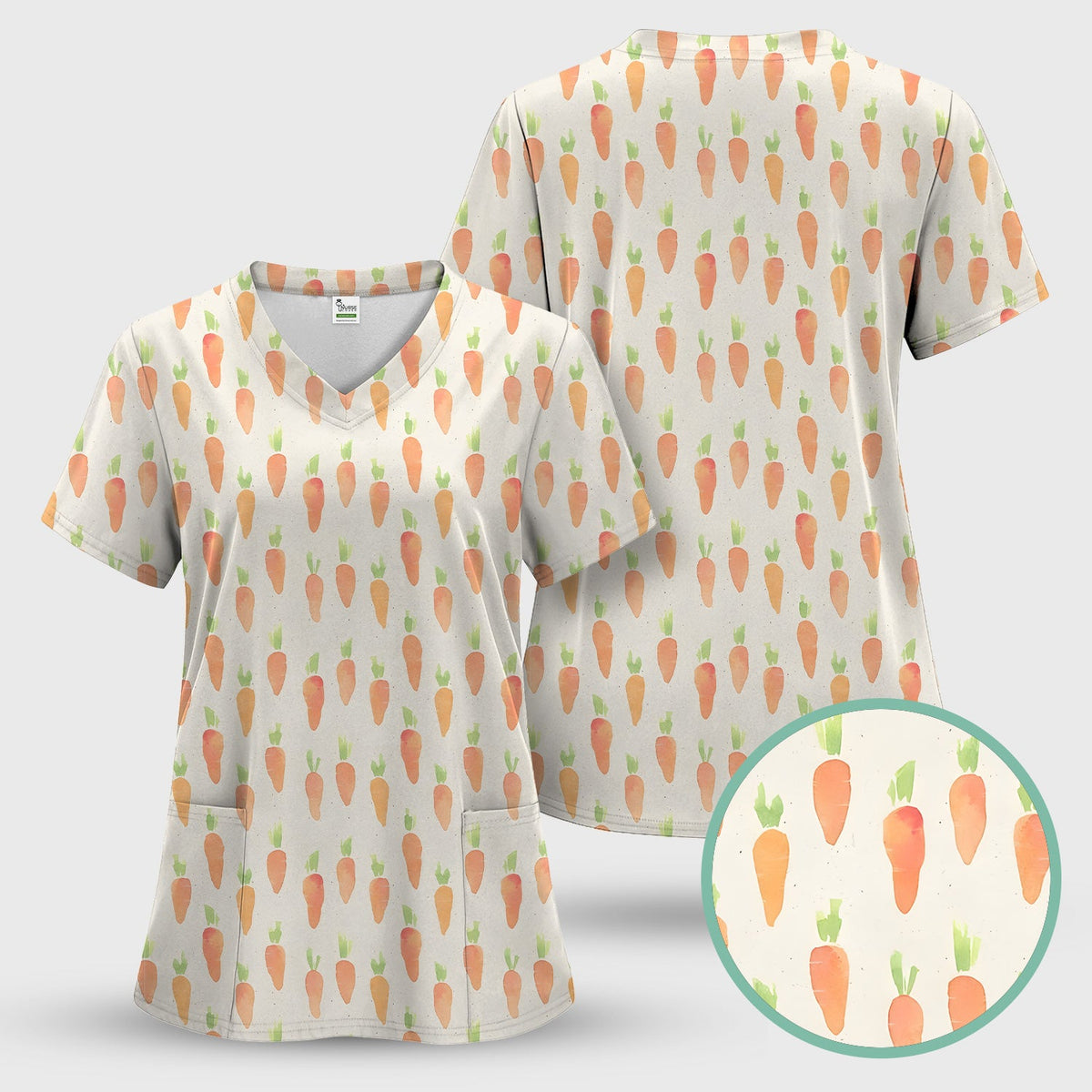 Simple Carrot Nurse Scrub Set