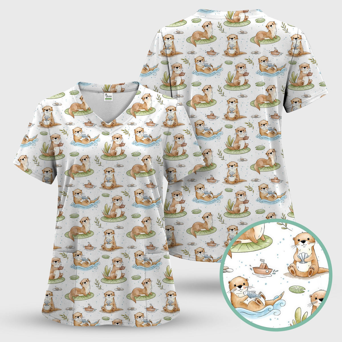 Otter Lily Pad Nurse Scrub Top