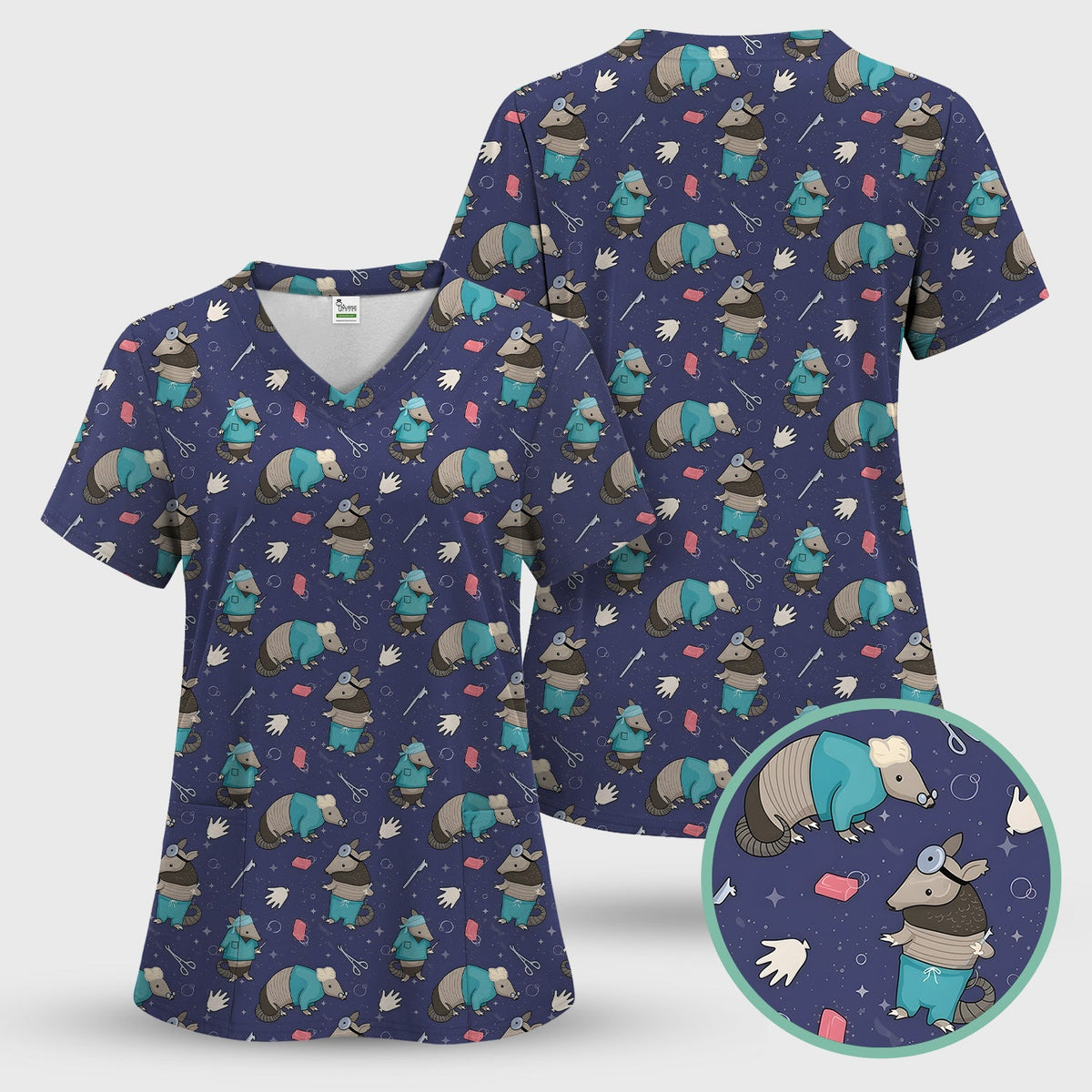 Armadillo Doctor Medical Tools Nurse Scrub Set