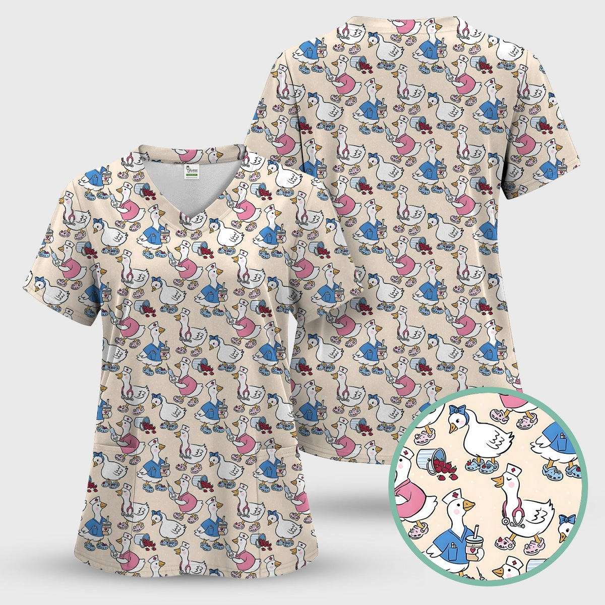 Goose Cartoon Nurse Scrub Set