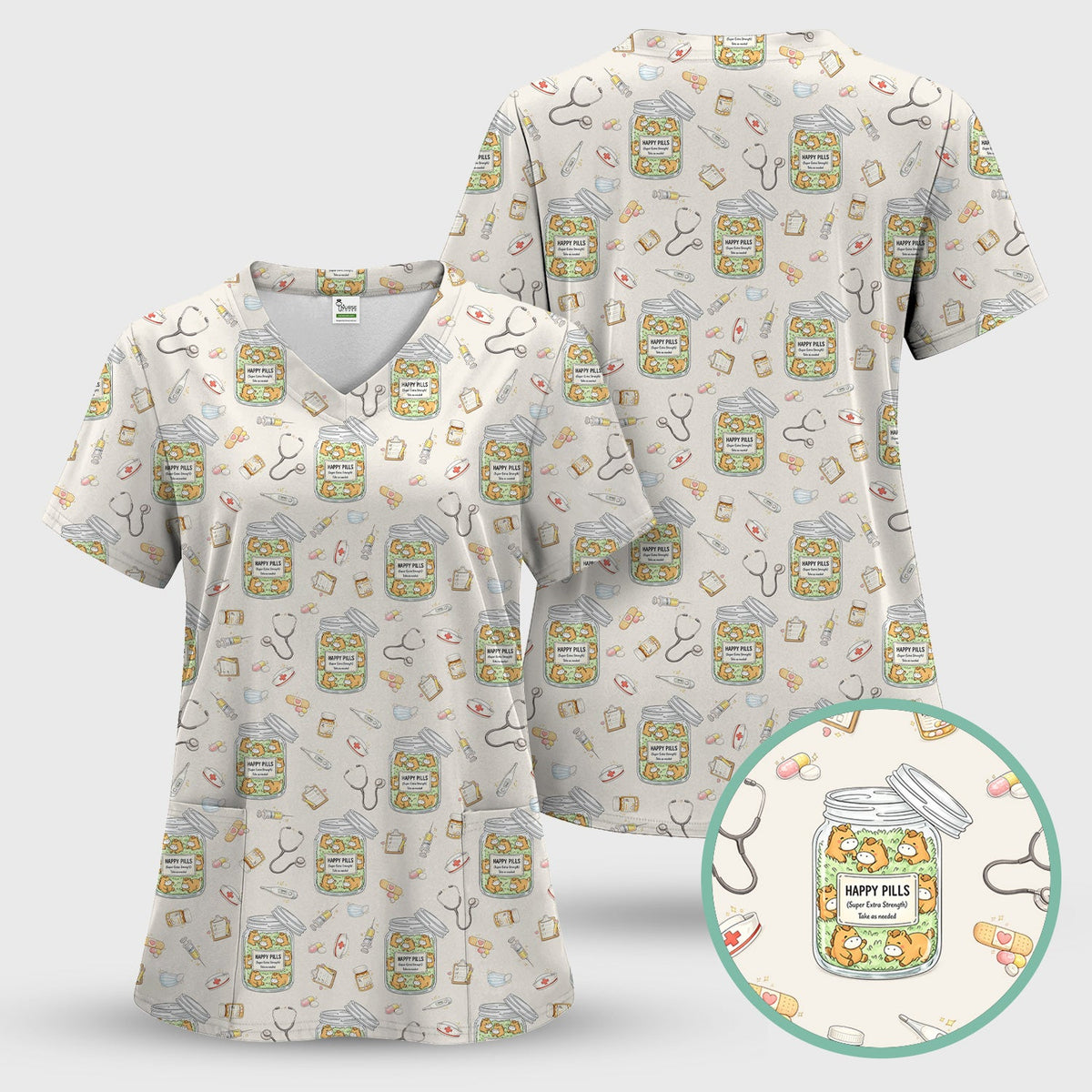Happy Pills Horse Nurse Scrub Set
