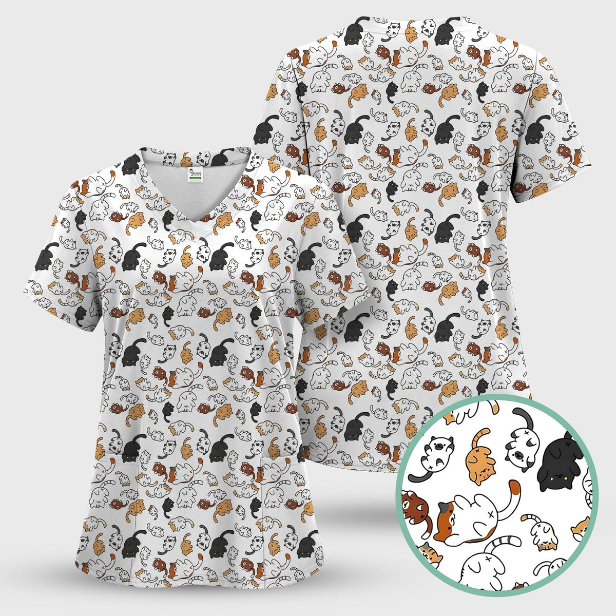 Cute Cat Nurse Scrub Set