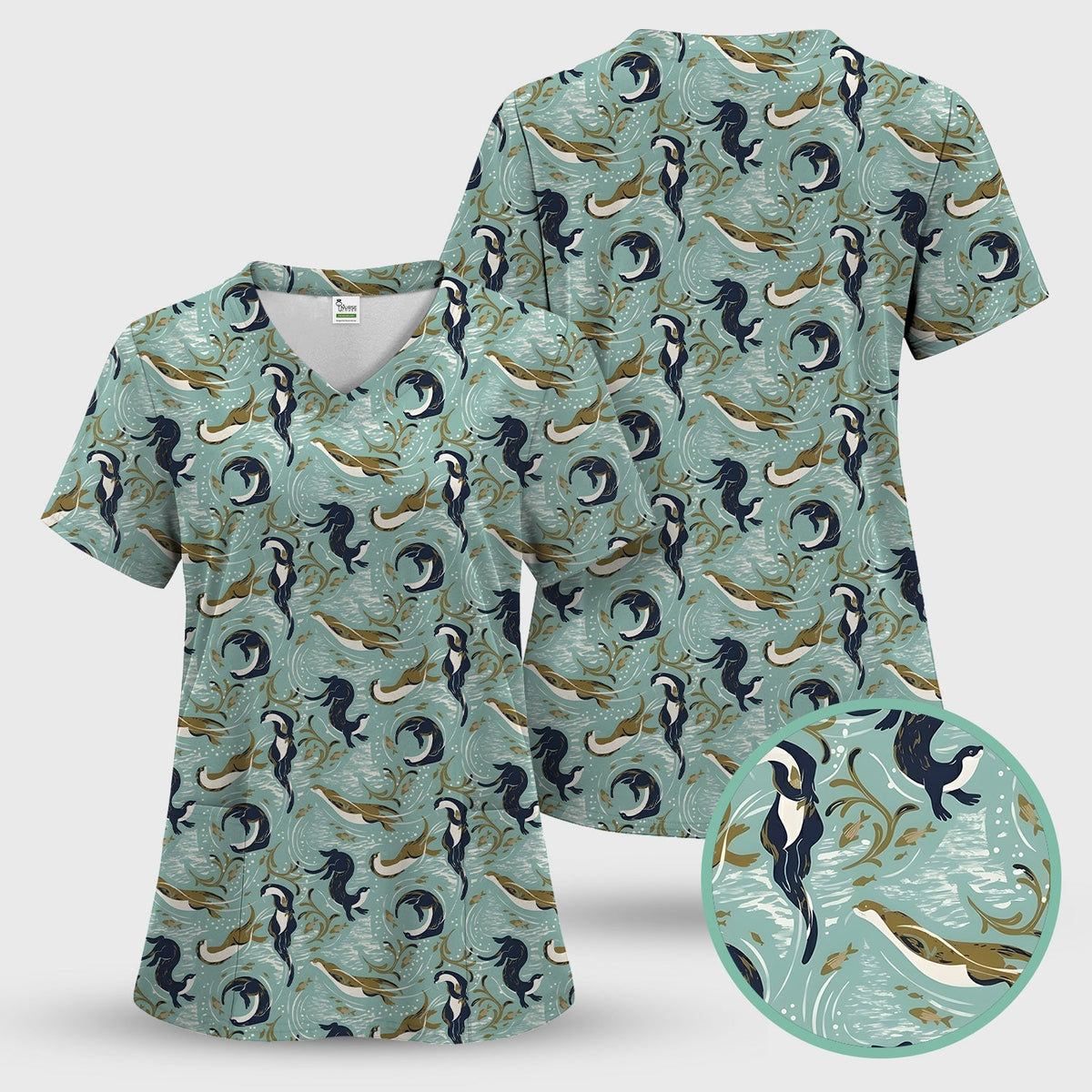 Sea Otter Wave Coastal Nurse Scrub Set