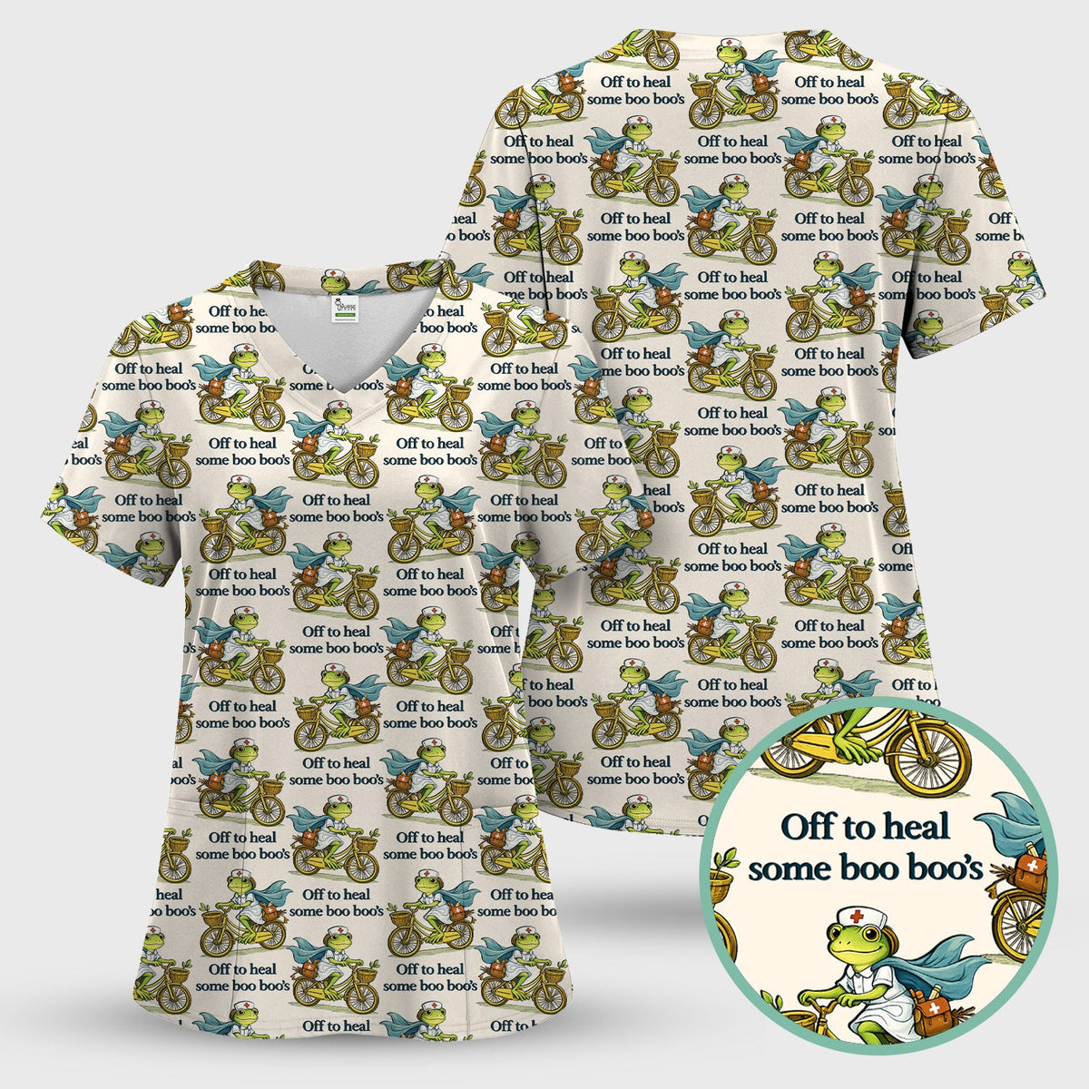 Frog Cycling Nurse Scrub Set