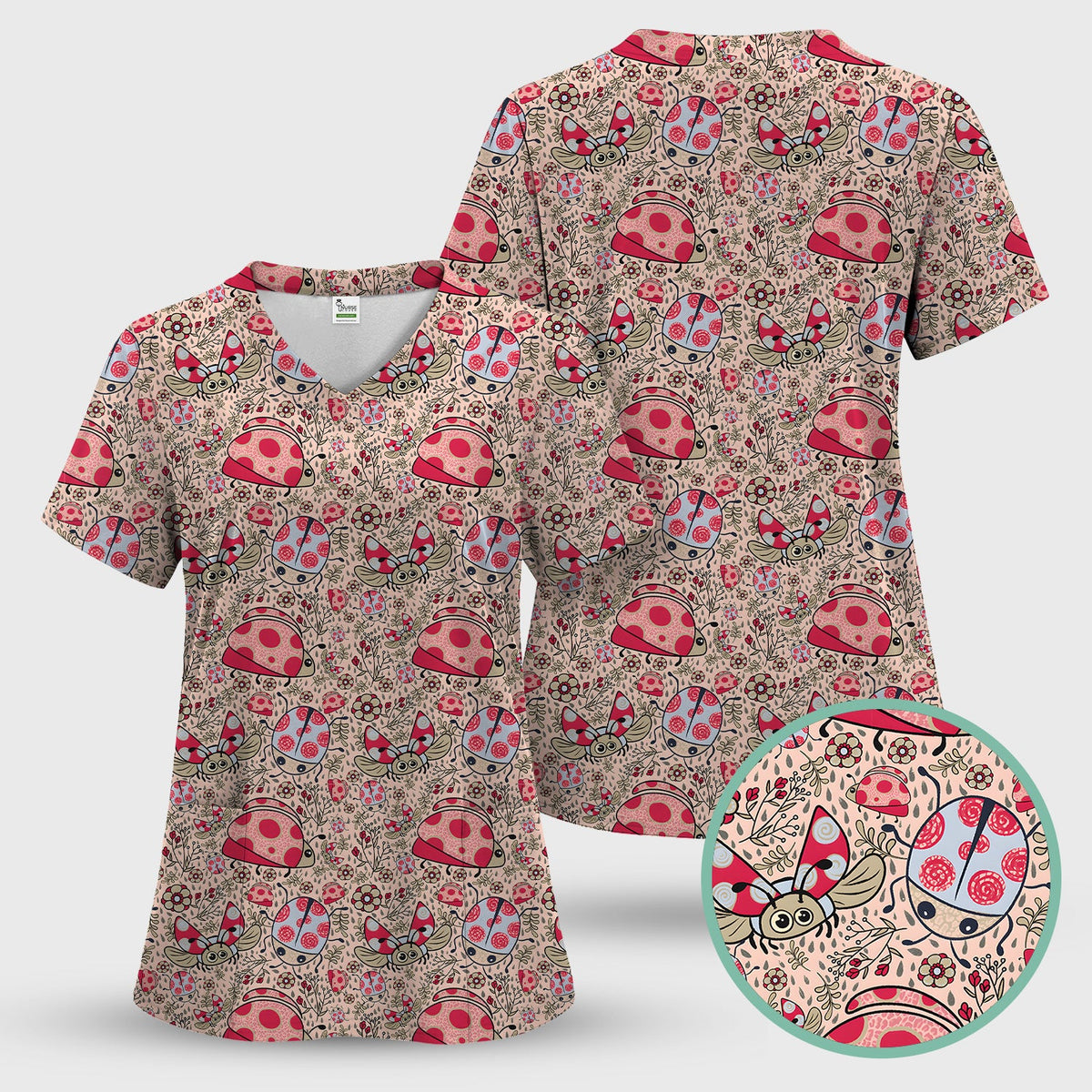 Ladybug Rain Garden Nurse Scrub Set