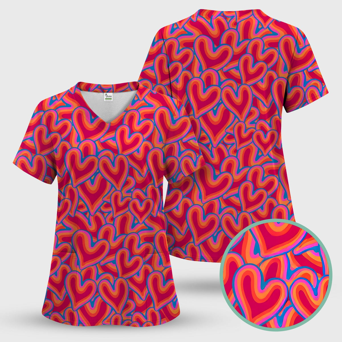 Valentine Heart Nurse Scrub Set