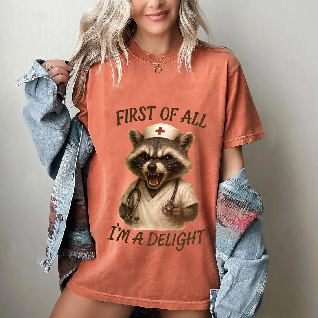 Personalized Raccoon Nurse Shirt for RN LPN CNA Delight Nurse Gift Cute Sarcastic Tee for Healthcare Workers