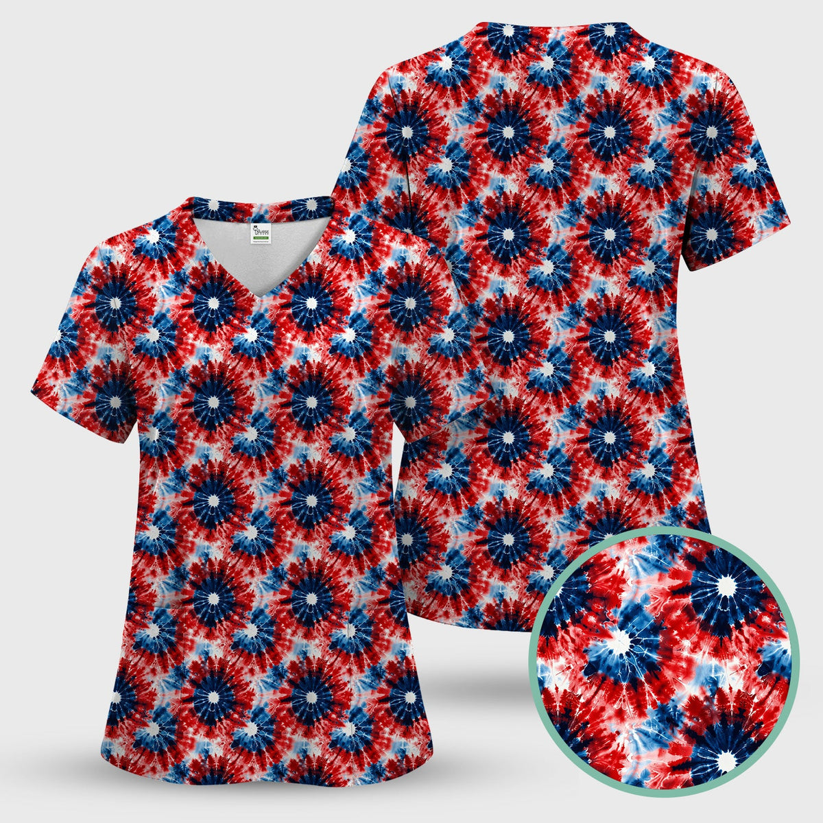 Nurse Tie Dye Firework Burst Scrub Set