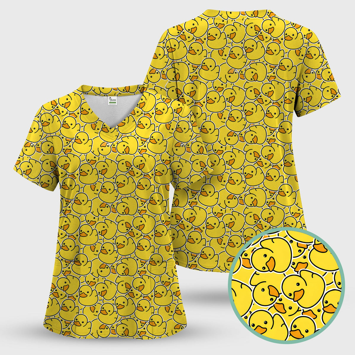 Yellow Rubber Duck Nurse Scrub Set