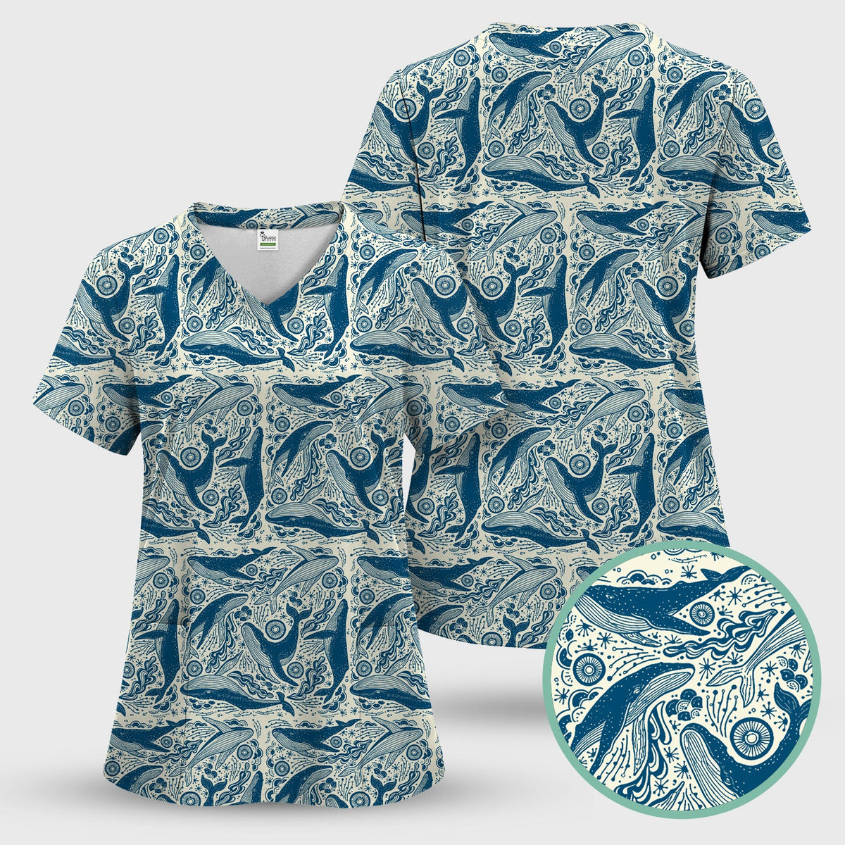 Blue Whale Ocean Nurse Scrub Set