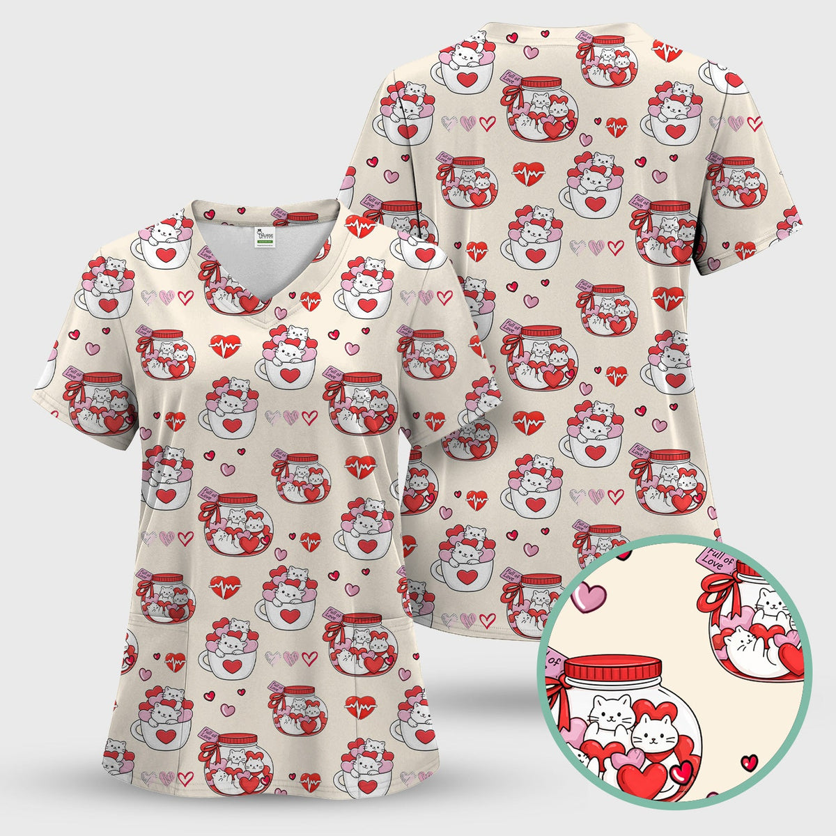 Cat Nurse Scrub Set - Valentines Day Gift