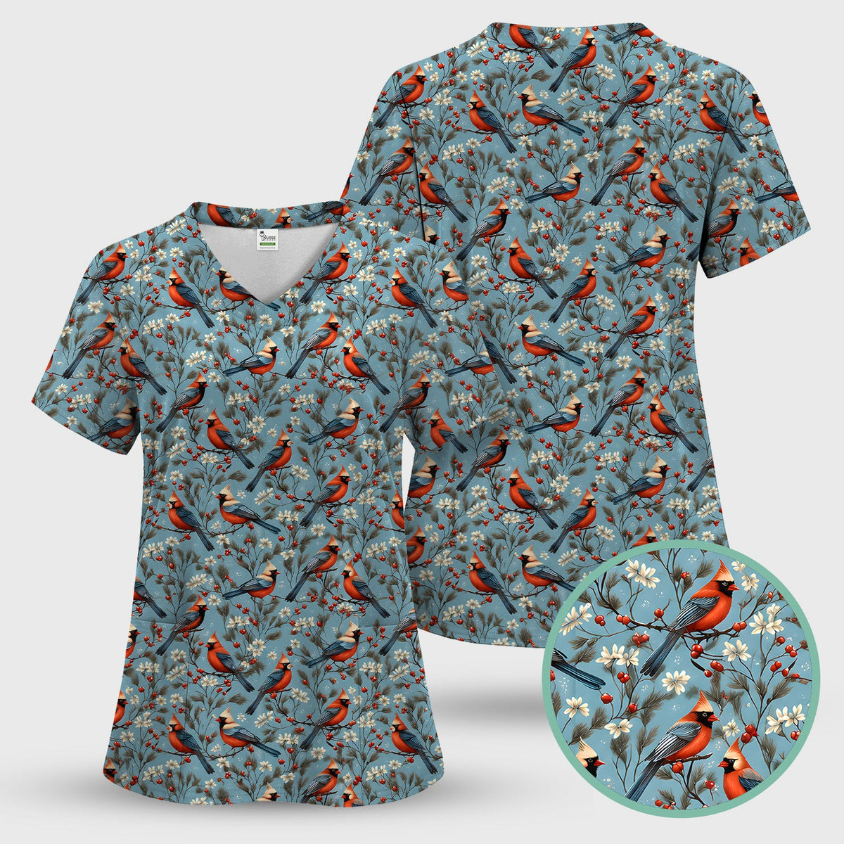 Cardinal Berry Blossom Nurse Scrub Set