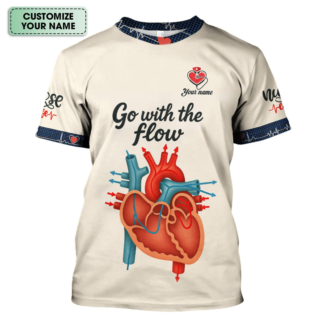 Personalized Go With The Flow Heart Anatomy Nurse Shirt
