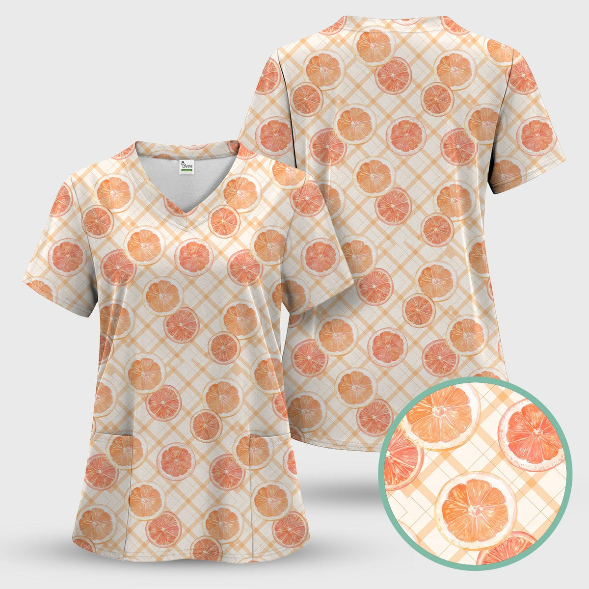 Fresh Grapefruit Slice Nurse Scrub Set