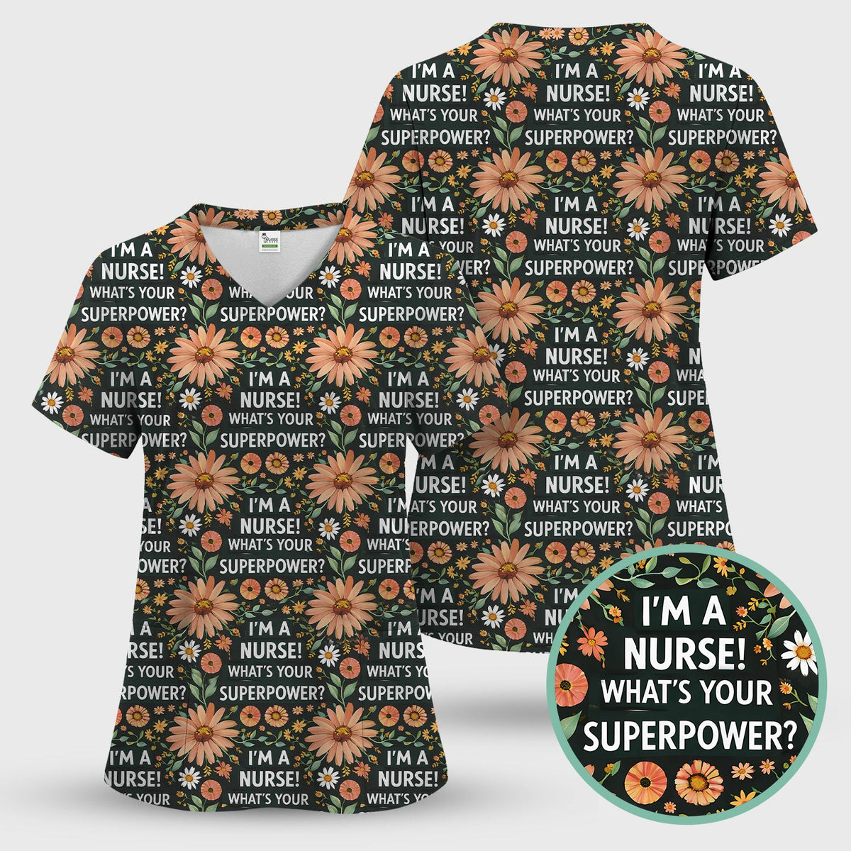 Superpower Floral Nurse Scrub Set