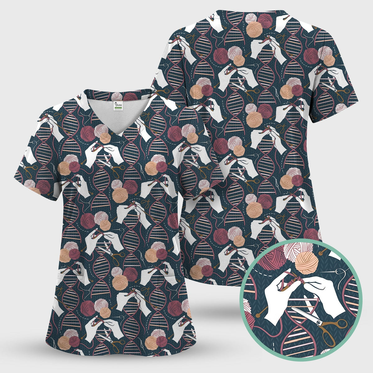 DNA Helix Yarn Nurse Scrub Top