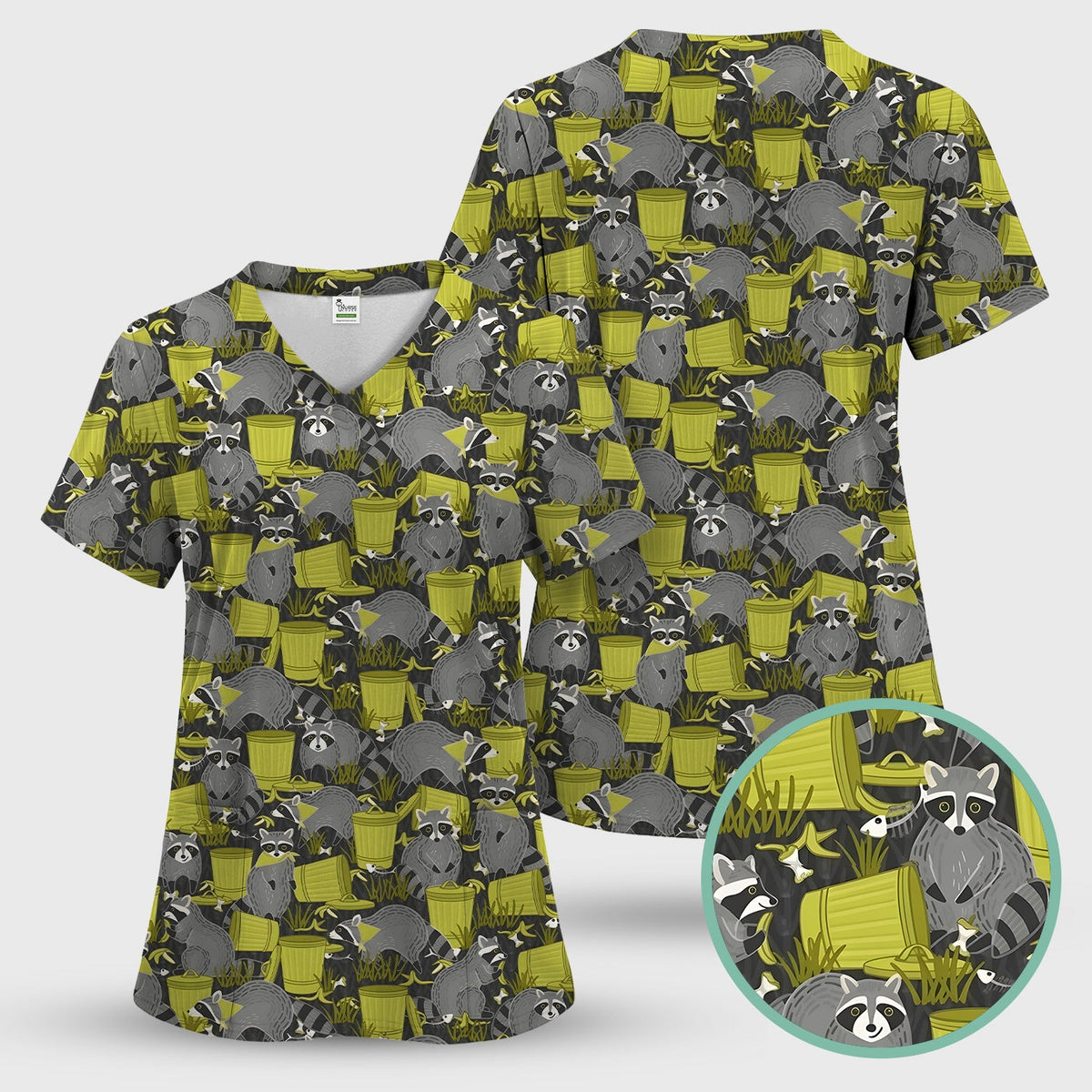 Raccoon Trash Panda Nurse Scrub Top