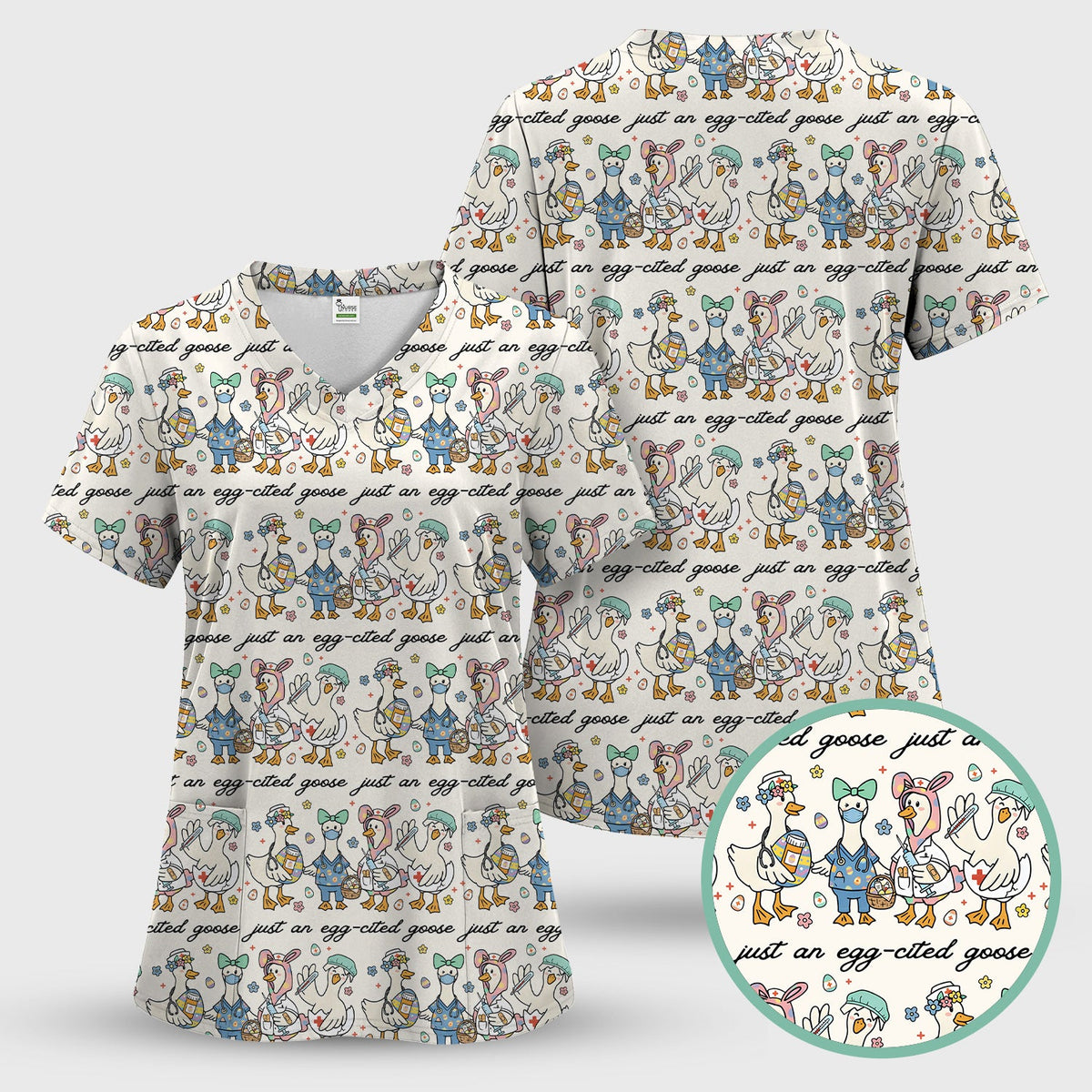 Easter Goose Nurse Scrub Top