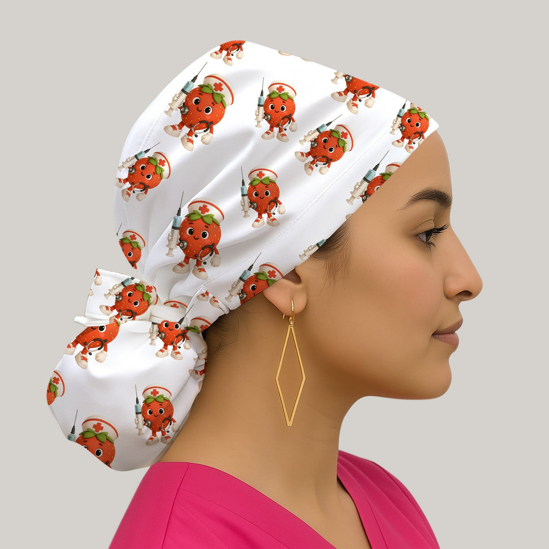 Personalized Strawberry Syringe Scrub Cap