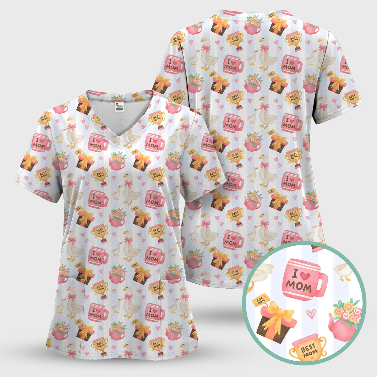 Sweet Nurse Mom Goose Trophy Scrub Top