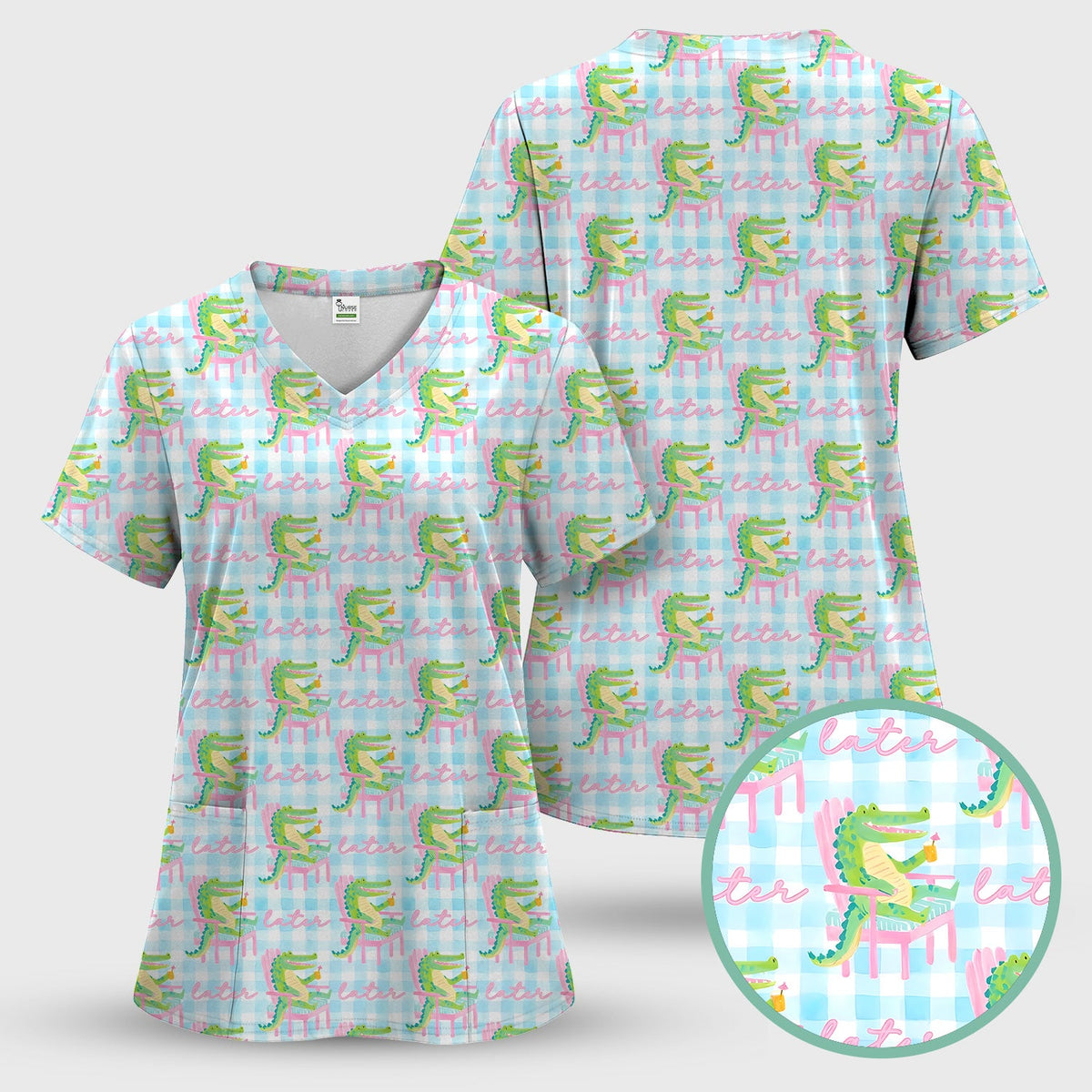 Lazy Crocodile Later Nurse Scrub Set