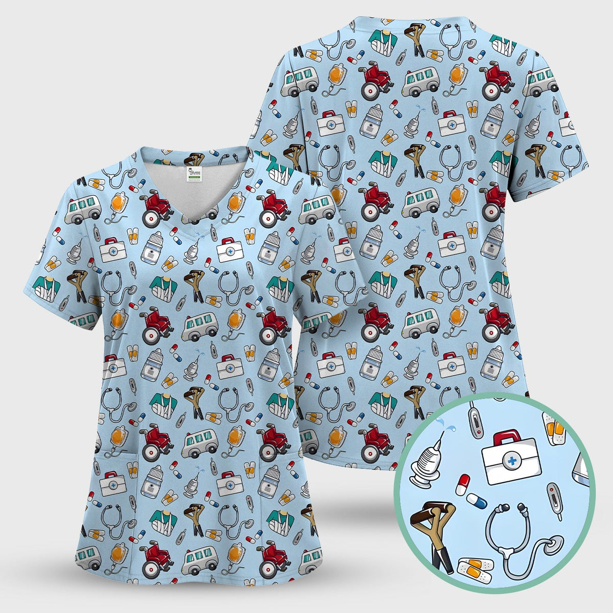 Medical Tools Emergency Transport Nurse Scrub Set