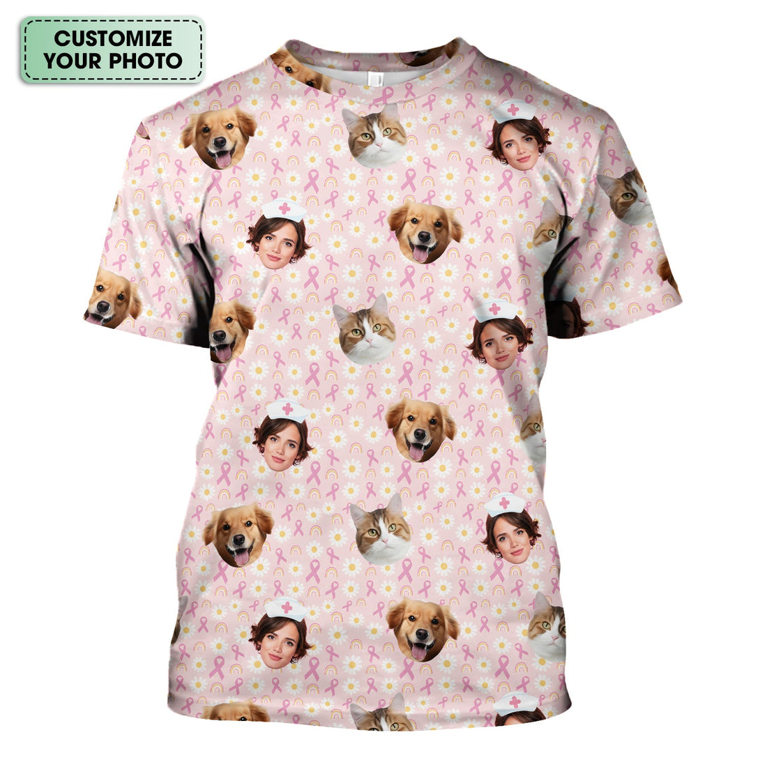 Personalized Breast Cancer Awareness Face Nurse Shirt