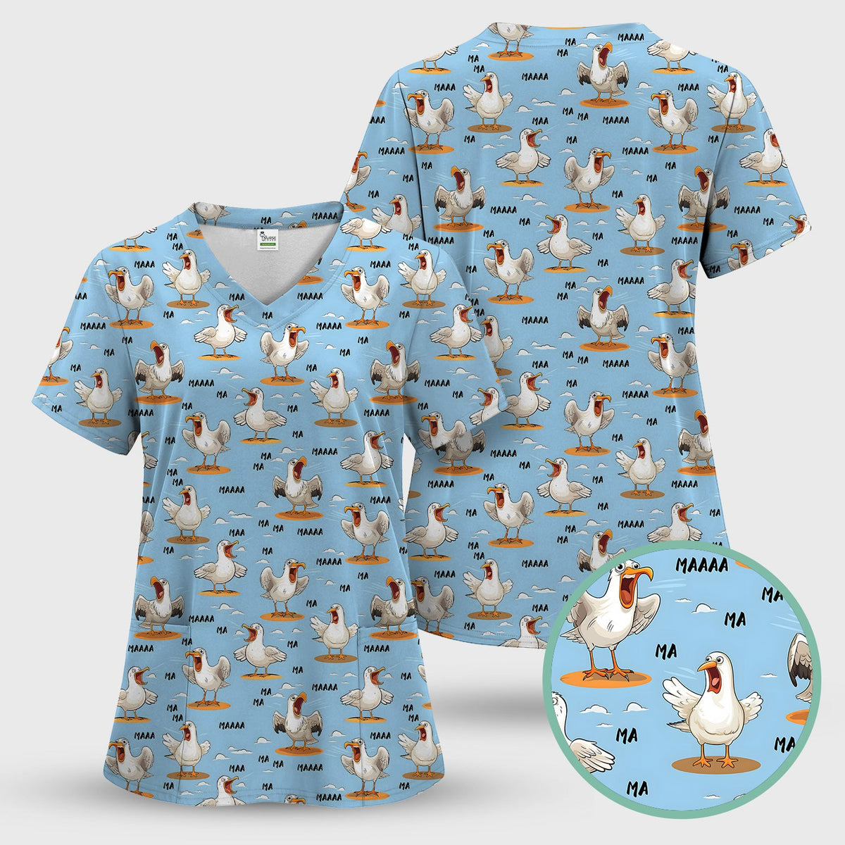 Screaming Seagull Sky Nurse Scrub Top