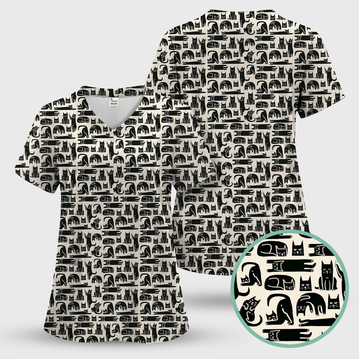 Funny Cat Poses Nurse Scrub Set