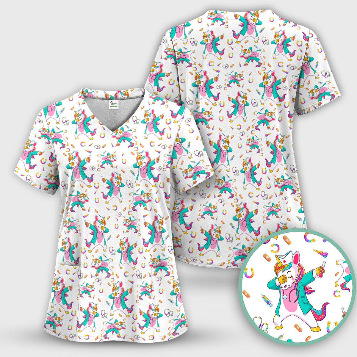 Unicorn Dance Nurse Scrub Set