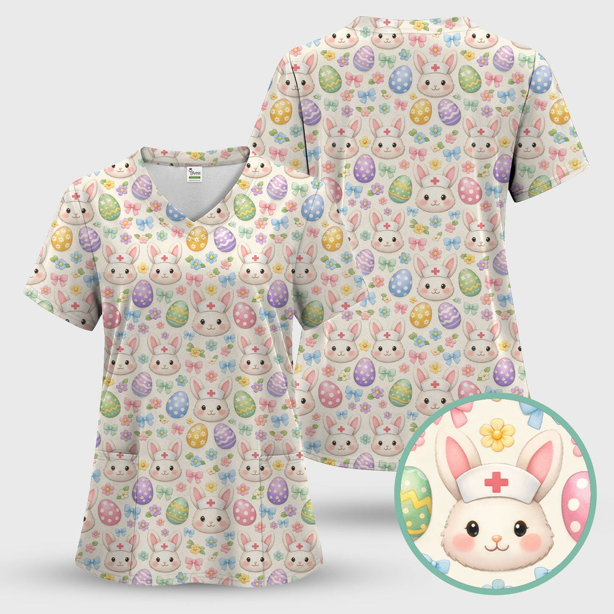 Bunny Egg Nurse Scrub Set