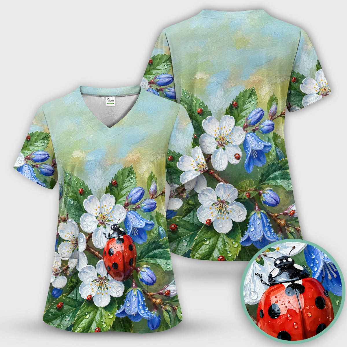Ladybug Blossom Garden Nurse Scrub Set