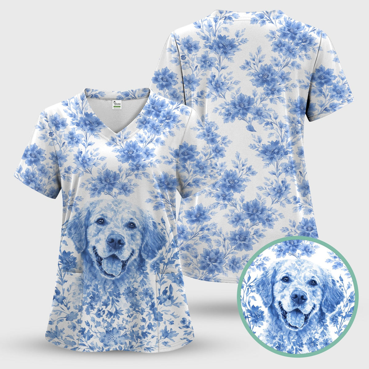 Personalized Pet Photo Floral Scrub Set