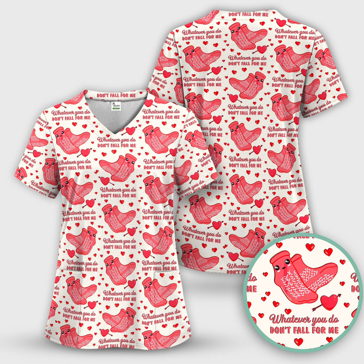 Valentine Funny Love Quote Nurse Scrub Set