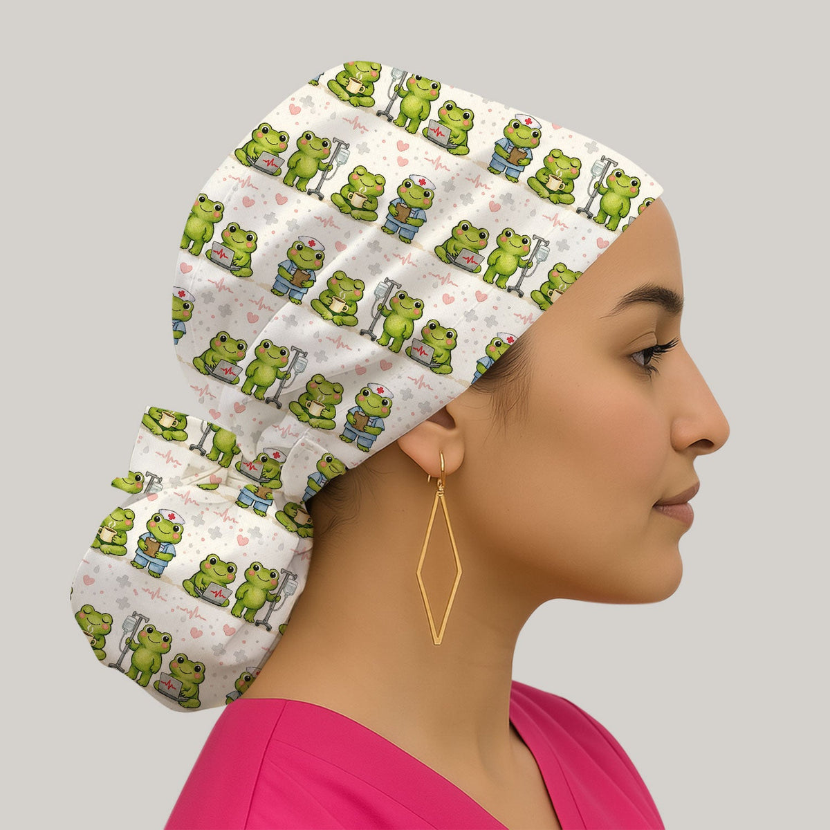 Adorable Frog Various Poses Scrub Cap