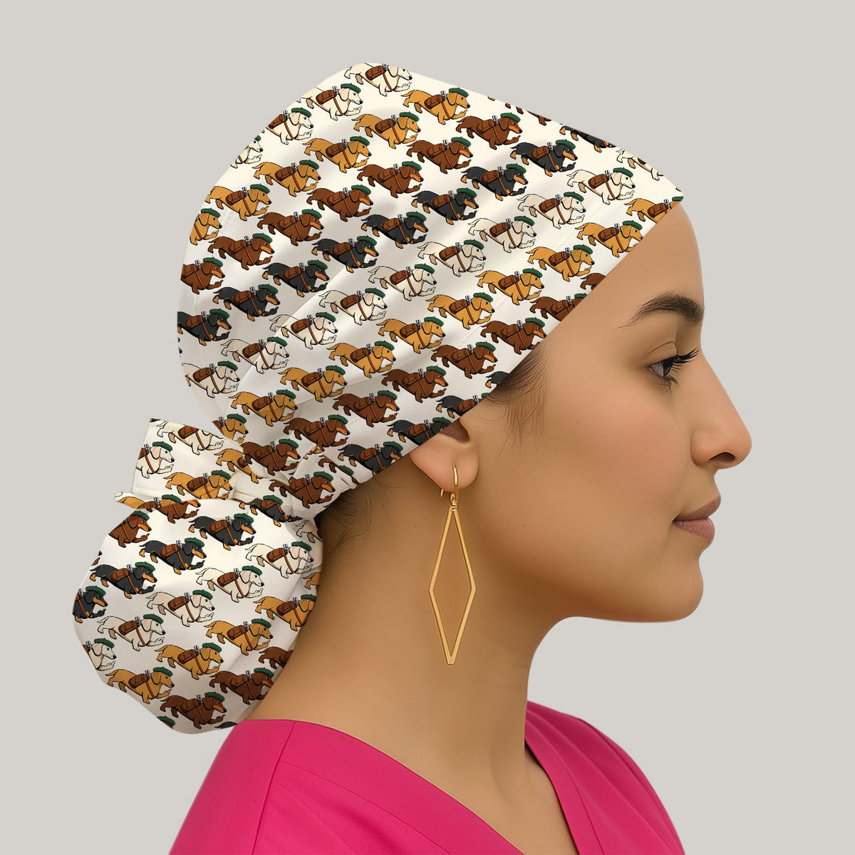 Dachshund Hat And Backpack Scrub Cap