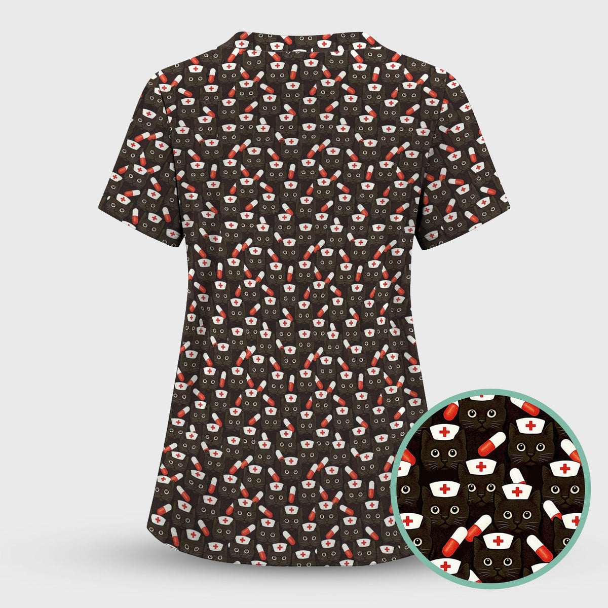 Nurse Cat With Pills Scrub Top