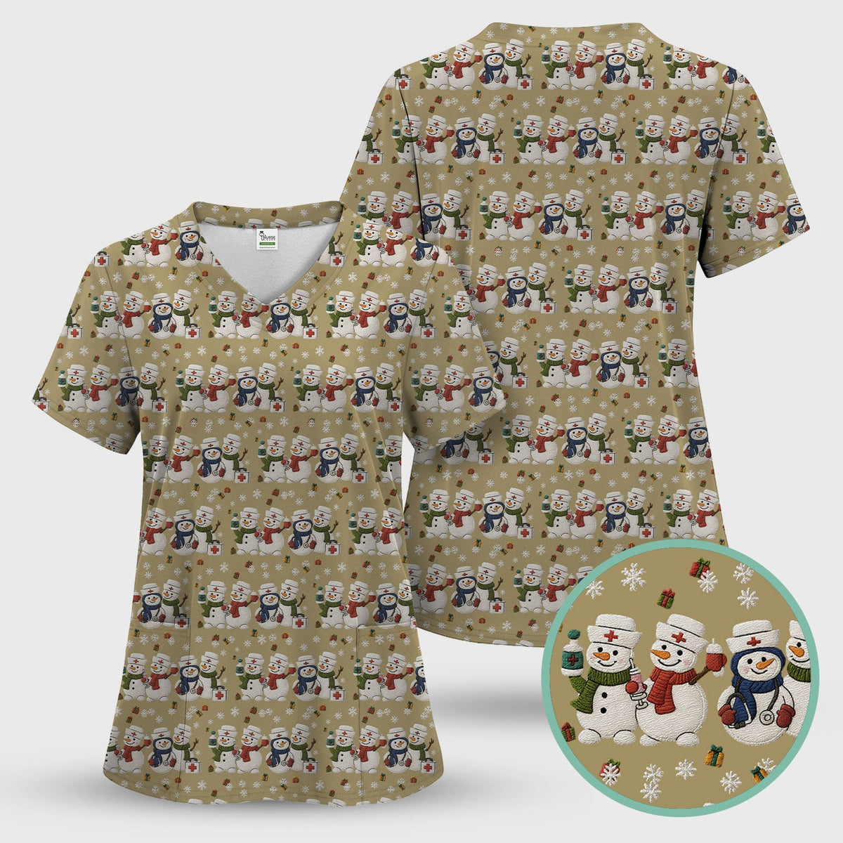 Snowman Nurse Scrub Top - Christmas Gift