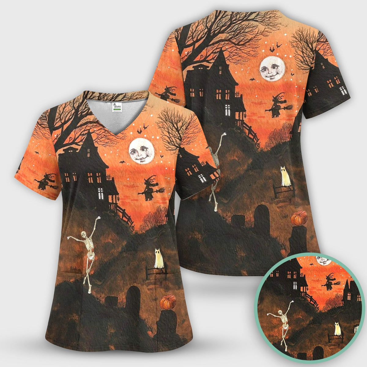 Haunted House Nurse Scrub Set - Halloween Gift