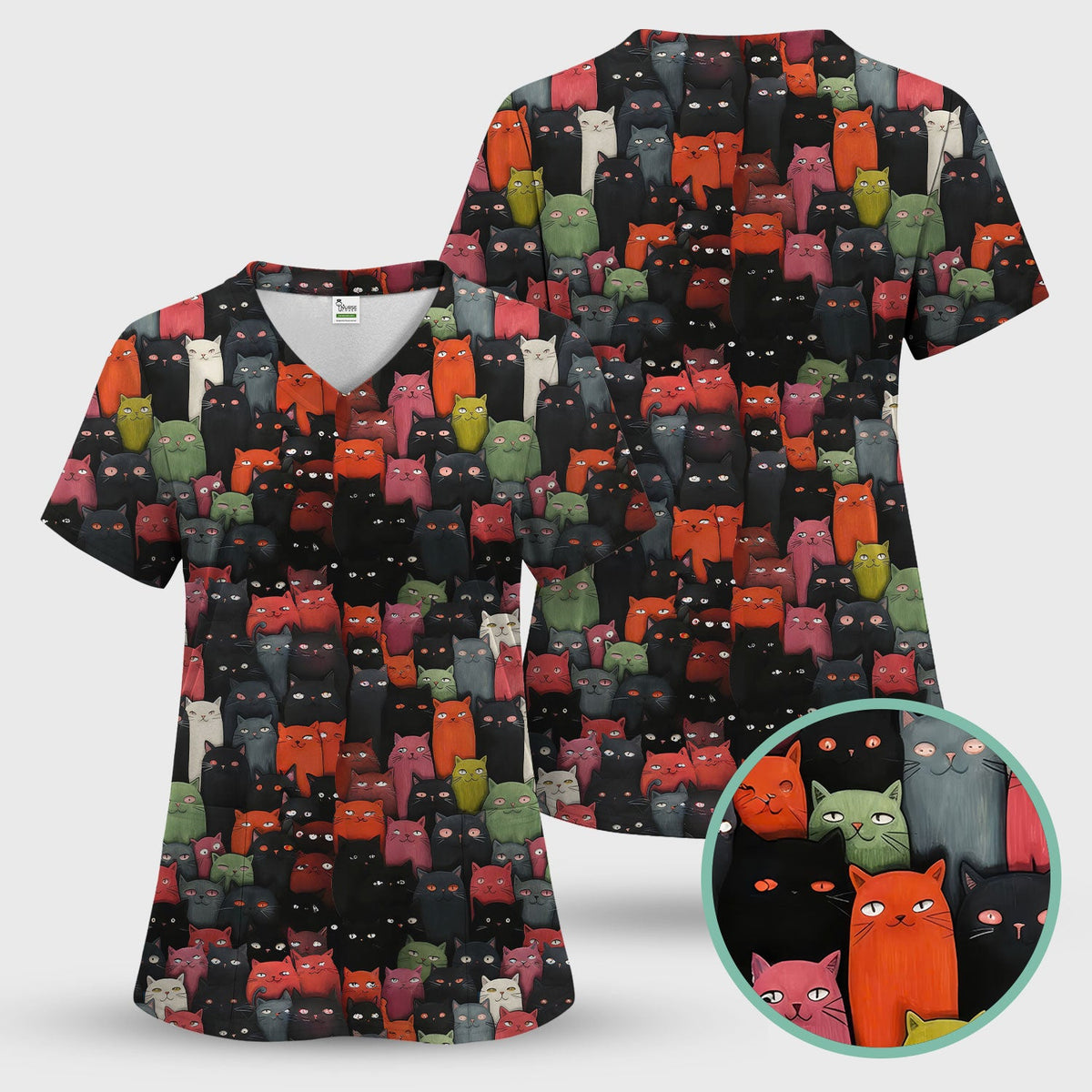 Artistic Cat Nurse Scrub Set