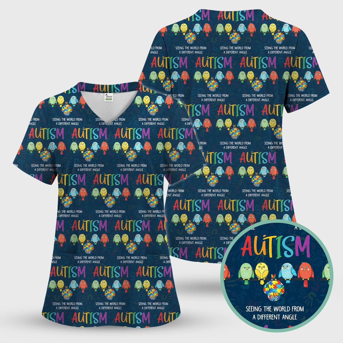Autism Seeing The World From A Different Angle Nurse Scrub Set