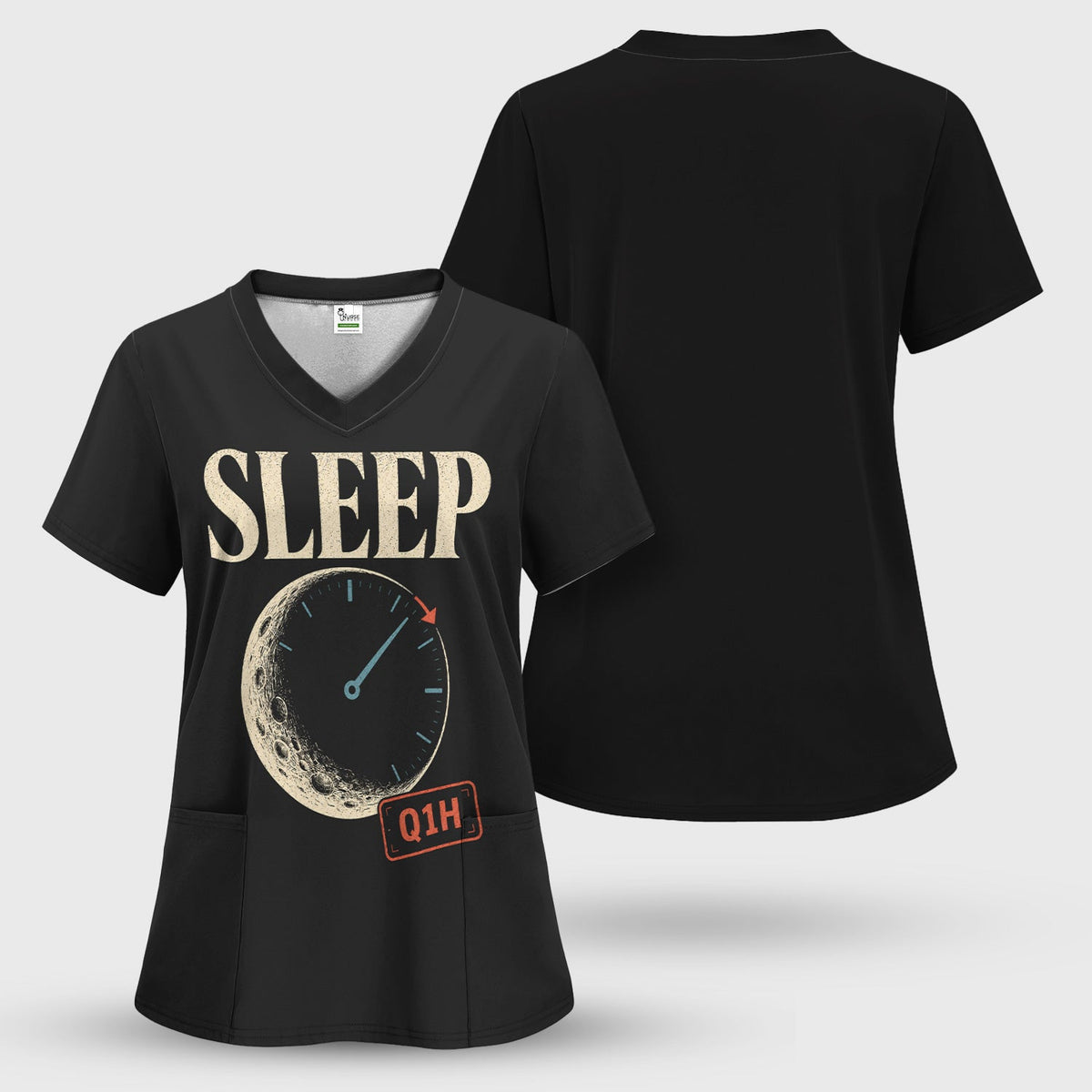 Sleep Q1H Night Shift Nurse Scrub Top