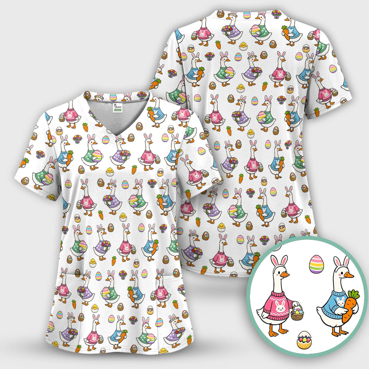Easter Goose Nurse Scrub Top