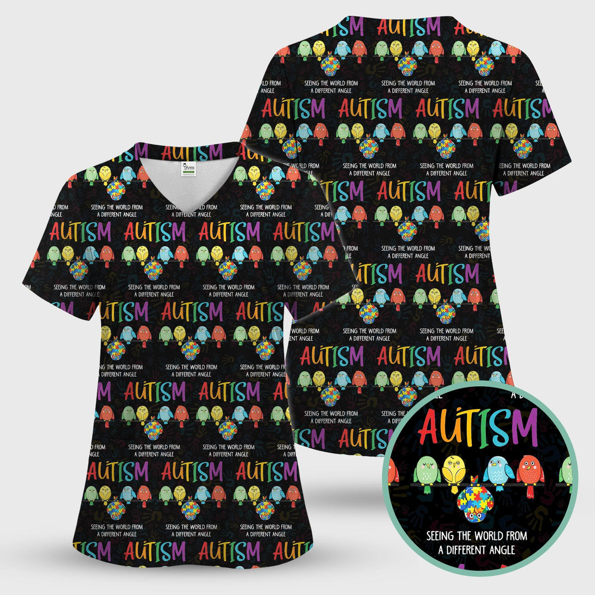 Autism Seeing The World From A Different Angle Nurse Scrub Top