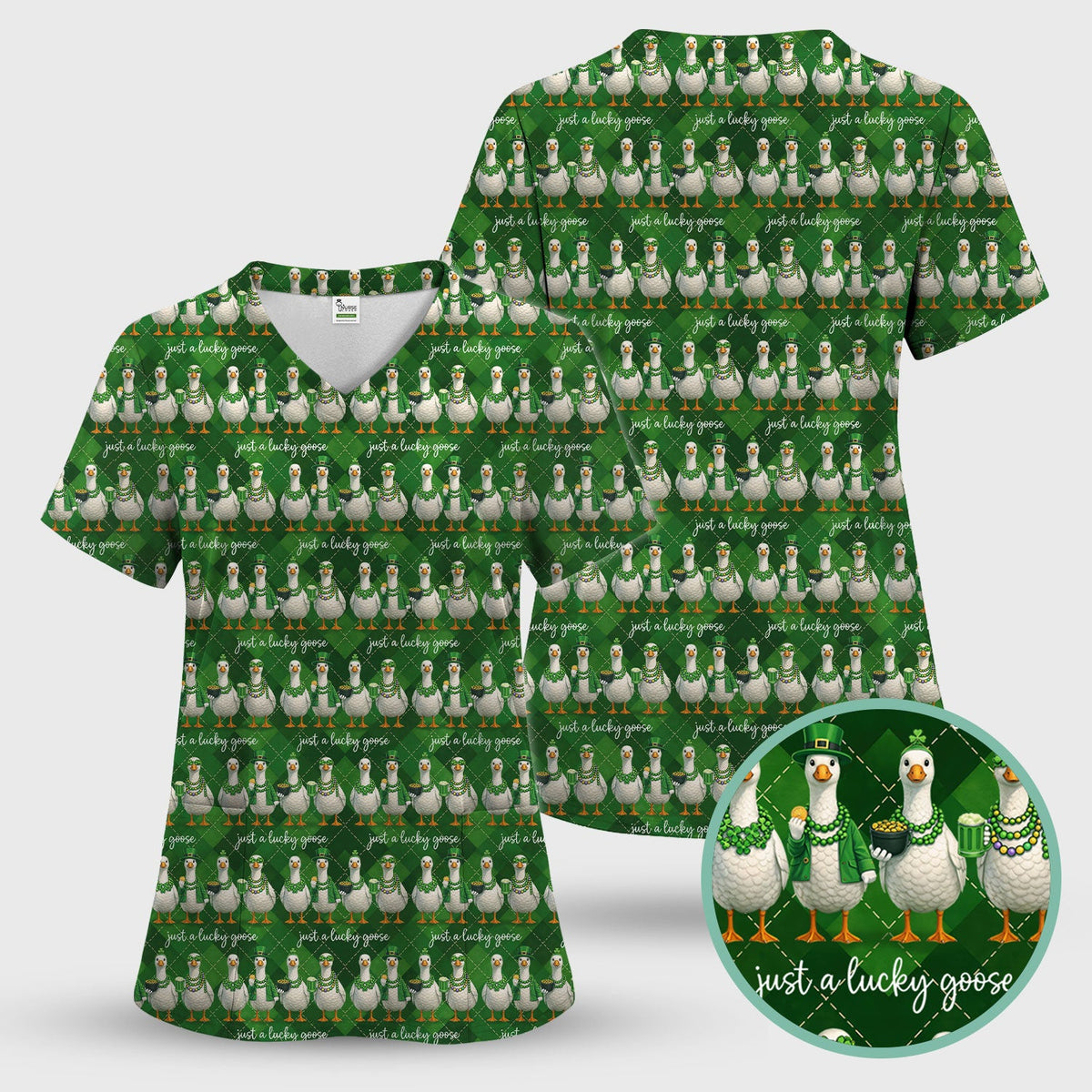Lucky Goose Argyle Nurse Scrub Set - St Patricks Day Gift