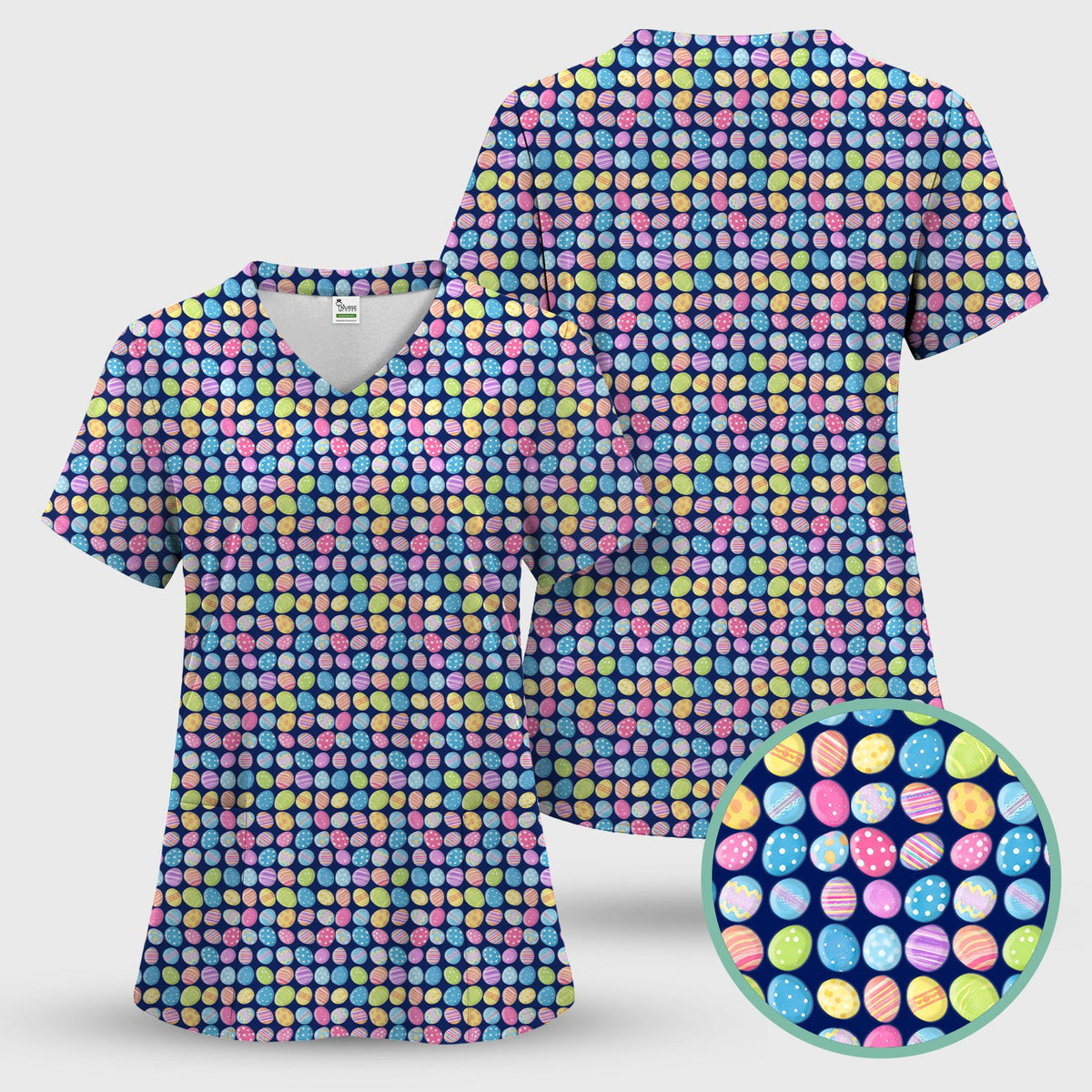 Colorful Easter Eggs Nurse Scrub Set